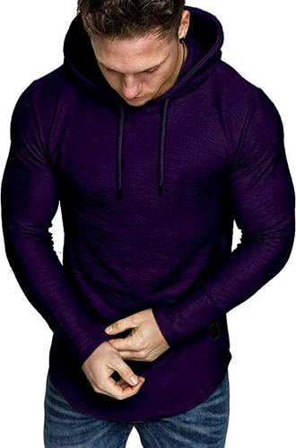 Vista 3 de Moderna sudadera deportiva de vellón con capucha, para hombres, jersey de lana unicolor sin botones.