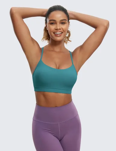 Vista 2 de CRZ YOGA Butterluxe - Brasier deportivo con espalda en Y para mujer, con espalda cruzada, de bajo impacto, tirantes delgados, para entrenamiento
