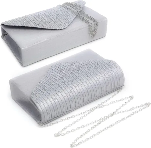 Vista 3 de Dasein Bolso de mano de satén esmerilado para mujer, bolso cruzado para fiesta, graduación, boda, sobre