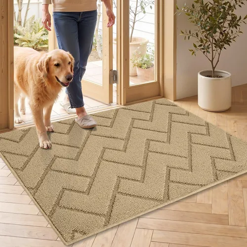 Vista 34 de hicorfe Tapete para puerta delantera para entrada exterior, 20 x 31.5 pulgadas, absorbente, resistente a la suciedad, tapetes de bienvenida