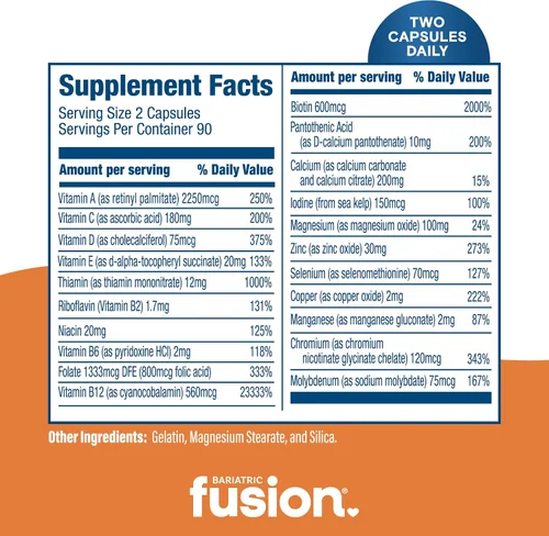 Vista 3 de Bariatric Fusion Multivitamínico bariátrico sin hierro Pacientes post cirugía bariátrica Vitamina bariátrica sin hierro para bypass gástrico