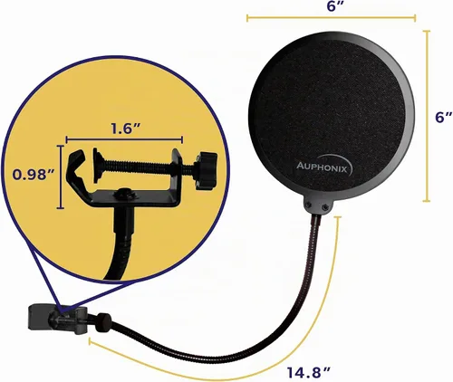 Vista 7 de filtro Pop para micrófono, 6 pulgadas pantalla con doble malla eBook con consejos para grabación (idioma español no garantizado)