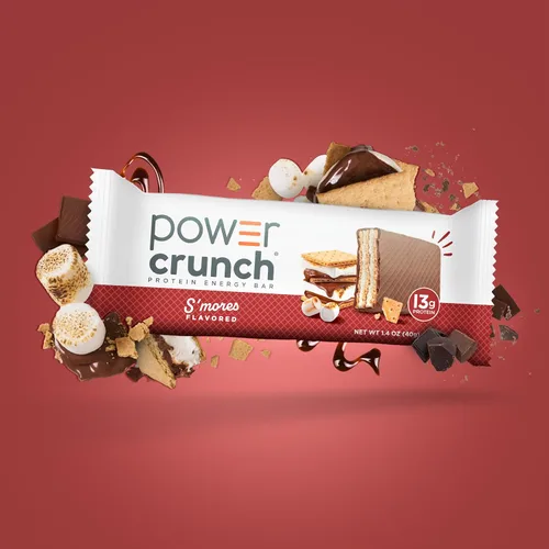 Vista 4 de Power Crunch Barras de oblea de proteínas, bocadillos ricos en proteínas con delicioso sabor, S'Mores, 1.4 onzas (12 unidades)