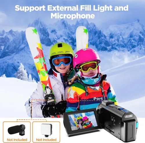 Vista 12 de Videocámara de cámara de video 5K de 48 MP, cable de cámara de visión nocturna IR, pantalla táctil de rotación de 270 ° de 3.0 pulgadas, cámara