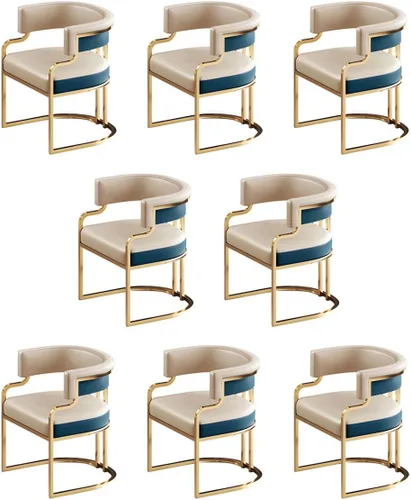 Vista 48 de Sillas de comedor de cocina para interiores, silla lateral tapizada para el hogar, silla con brazo de respaldo bajo, silla de comedor con piel