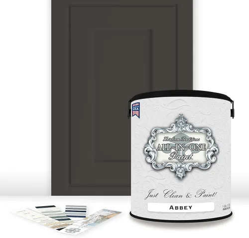 Vista 87 de Pintura TODO EN UNO, Abbey (gris cálido), Muestra de 8oz - Pintura duradera para gabinetes y muebles. Imprimación y capa superior incorporadas,