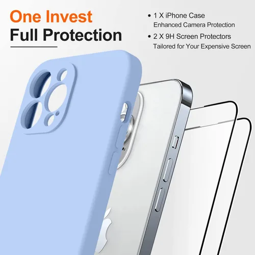 Vista 7 de Funda compatible con iPhone 14 Pro Max, con 2 protectores de pantalla de vidrio templado 9H, [protección de cámara] [forro de microfibra] Funda