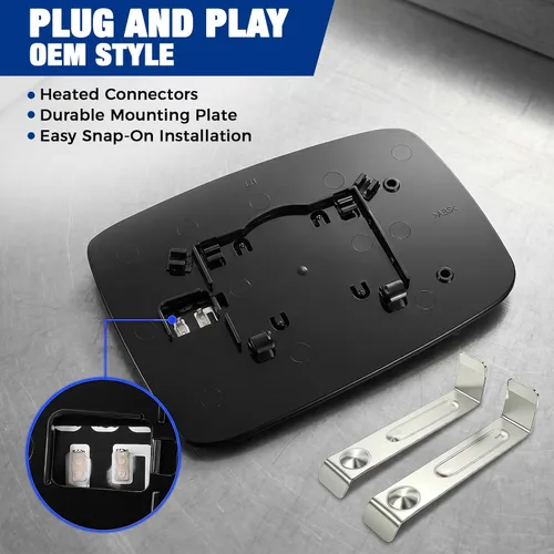 Vista 5 de Espejo retrovisor calefactado para el lado del conductor compatible con Dodge Ram Pick-Up 1500 2500 2009-2018 - Reemplazo 68079363AA 68050299AA
