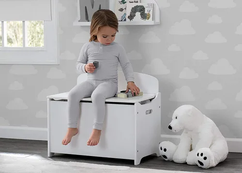 Vista 7 de Delta Children GapKids Deluxe Toy Organizer MySize Deluxe Toy Box - Gris/Blanco y Blanco Bianca