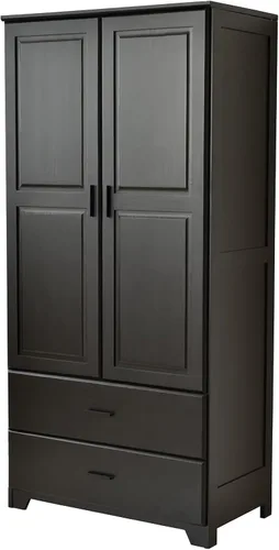 Vista 5 de Woodpecker's Inc Armario de madera maciza de pino con puertas elevadas y 2 cajones (negro)