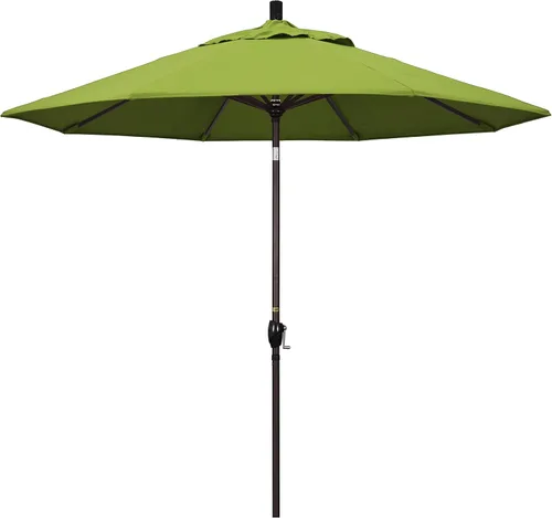 Vista 17 de California Umbrella Paraguas redondo de aluminio del mercado de 9', elevación de manivela, inclinación del botón, poste de bronce Azul (Air Blue)