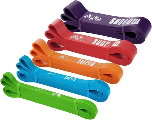 Vista 7 de SUNPOW Pull Up Assistance Bands, Set of 5 Heavy Duty Resistance Bands for Men & Women, Natural Latex Exercise Bands for Pull-Up Progression, Home
