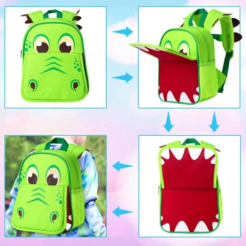 Vista 4 de gxtvo Mochila para niños pequeños, correa de seguridad de 9.5 pulgadas para niños y niñas, unicornio, mariposa, sirena, dinosaurio