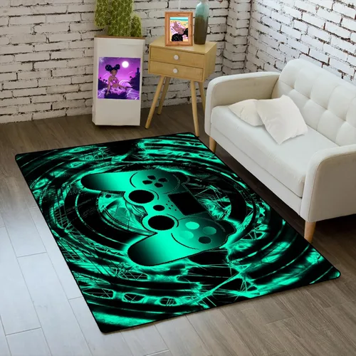 Vista 12 de Alfombra de gaming para gamers, alfombras de suelo para niños, alfombra roja y negra para gaming, dormitorio, tapetes de suelo, felpudos, alfombra