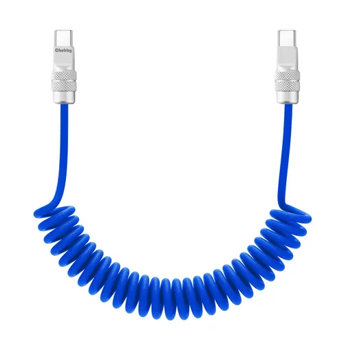 Vista 40 de chubbycable Curly Chubby - Cable de carga rápida USB C en espiral de 240 W, cable de carga retráctil trenzado duradero para automóvil compatible