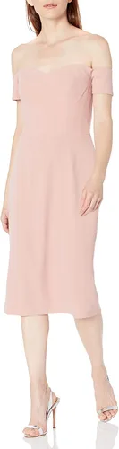 Vista 16 de Dress the Population Vestido para Mujer Bailey de Hombros Descubiertos Escote Corazón Ajustado Midi Tubo Negro
