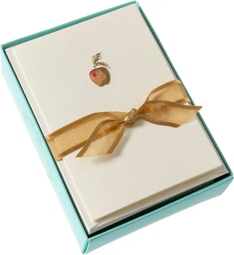 Vista 4 de Graphique Tarjetas de Apple, paquete de 10 tarjetas con sobres, saludos para todas las ocasiones, interior en blanco, relieve de lámina dorada