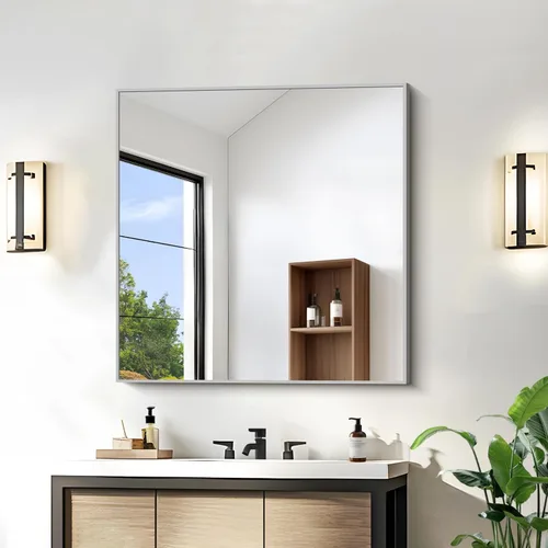 Vista 58 de KOCUUY Espejo de baño negro, espejo rectangular de 24 x 18 pulgadas para sobre el fregadero, espejo de pared decorativo moderno para dormitorio