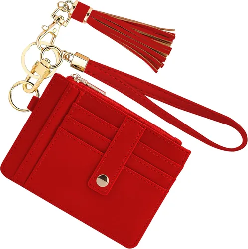 Vista 12 de KNGITRYI Billeteras pequeñas de pulsera para mujer RFID para tarjetas de crédito, cartera con llavero, cartera para tarjetas de crédito
