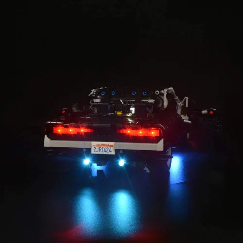 Vista 3 de Juego de luces LED compatibles con Lego Technic Fast & Furious Dom, Dodge Charger, iluminación para Lego 42111 modelo de bloques de construcción