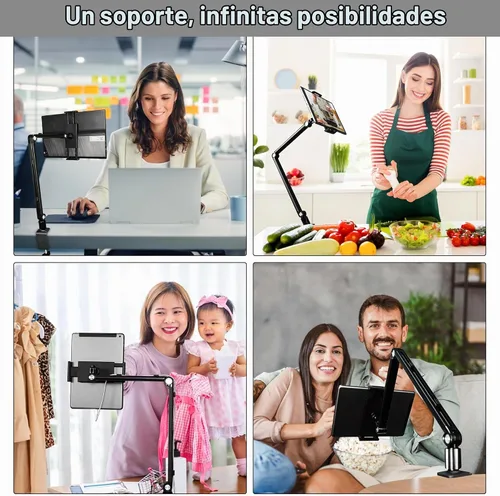 Vista 3 de Soporte para monitor portátil de 16 pulgadas, soporte de aluminio resistente con ajuste de ángulo infinito, gestión de cables integrada, compatible