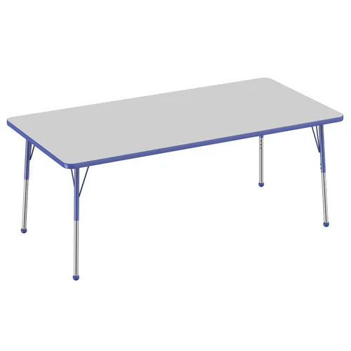 Vista 79 de FDP - Mesa rectangular para actividades escolares y de oficina (24 x 36 pulgadas), patas estándar con deslizadores giratorios, altura ajustable