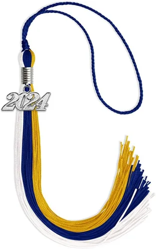 Vista 133 de Endea Graduation Borla de triple color con gota de fecha plateada (negro/dorado/granate, 2020)