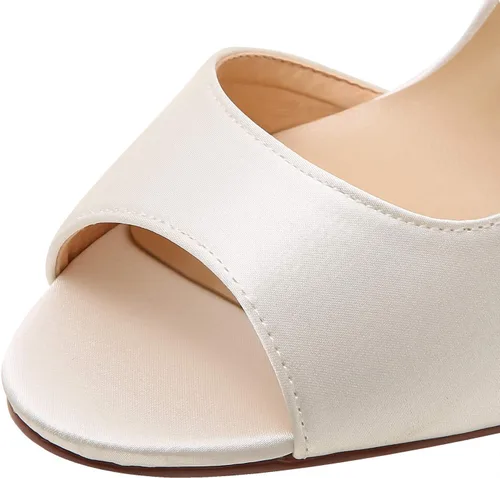 Vista 5 de ElegantPark, zapatos de taco alto con tobillera y hebillas de satén para mujer. Sandalias para fiestas de tarde o graduación