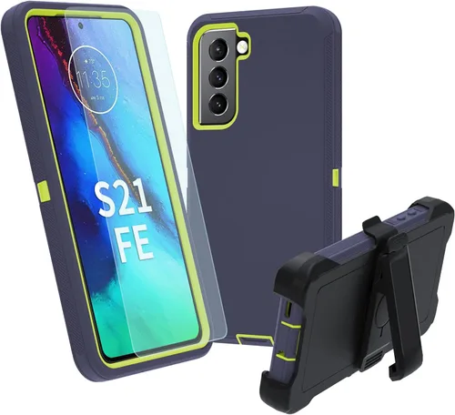 Vista 8 de NUFR Funda resistente para Samsung Galaxy S21 FE 5G, protección de grado militar, a prueba de golpes, a prueba de caídas, a prueba de polvo, (negro)