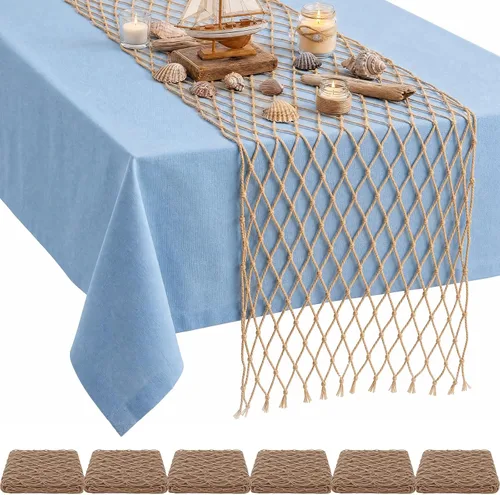 Vista 7 de SATINIOR 6 piezas de red de pesca de 12 x 108 pulgadas, decoración de Natural