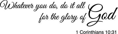 Vista 2 de Newclew Whatever You do, do it All for The Glory of God. - 1 Corintios 10:31 - Adhesivo decorativo para pared, diseño de refranes, oración, iglesia