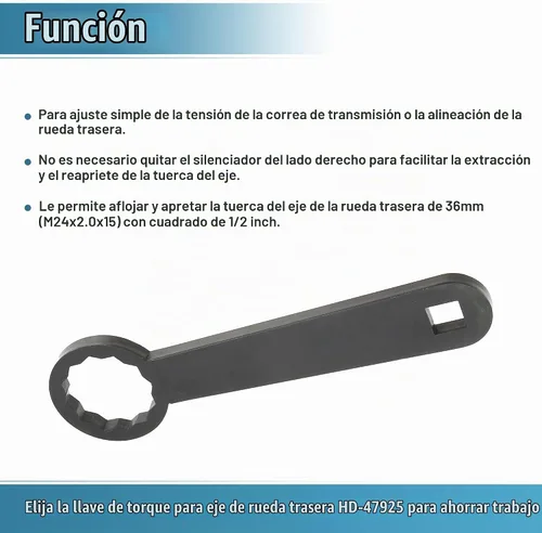 Vista 6 de Motoforti Herramienta de llave de tuerca de eje trasero de 1.417 in para motocicleta Harley Davidson Touring - HD-47925, ajuste de tensión