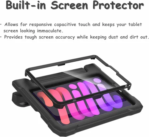 Vista 5 de Funda infantil para iPad de 8.3" Mini 7 (A17 Pro) 2024/(A15) 2021 6ª/7ª Negro
