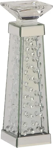 Vista 6 de Deco 79 Portavelas de cristal, 4 "x 4" x 14 ", plateado