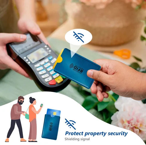 Vista 5 de RAYNAG Paquete de 25 fundas de bloqueo RFID para tarjetas de crédito, tarjetas de identificación, protección de identidad, cubiertas de papel