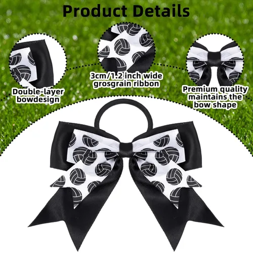 Vista 3 de MTLEE 24 piezas de accesorios para el cabello de voleibol, lazos para animadora, ligas elásticas para el cabello, bandas elásticas para el cabello