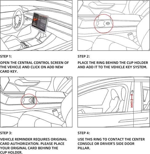 Vista 2 de Anillo inteligente modelo 3 para Tesla Model 3/Y, accesorios para llavero, anillo RFID impermeable de cerámica completa