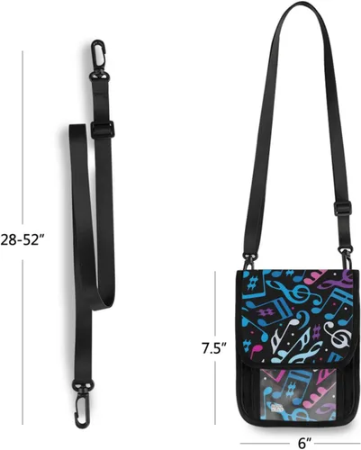 Vista 4 de Billetera cruzada de viaje con bolsillo para teléfono y bolsillo para pasaporte, con bloqueo RFID para mujer, Azul Patchwork, 7.5×6 inch, Casual