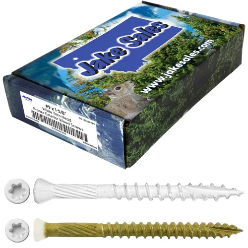 Vista 15 de #9 x 1-5/8" Bronce Estrella Exterior Recubierto Blanco Cabeza Tornillo Madera -Torx/Star Drive Head- Multiusos - 1 Libra - 158 Tornillos