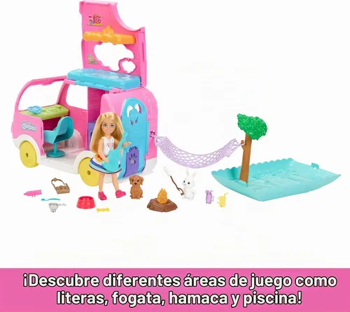 Vista 4 de Barbie Camper, Chelsea 2 en 1 Playset