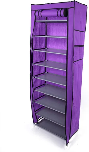 Vista 5 de Vasitelan Zapatero grande de 10 niveles, organizador de almacenamiento de zapatos, torre con cubierta a prueba de polvo, armario para zapatos, torre