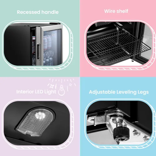 Vista 6 de COMFEE' CRV48S3AST - Enfriador de bebidas, refrigerador de bebidas de 48 latas, control digital de temperatura, puerta de vidrio con marco de acero