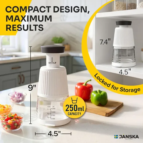 Vista 7 de UltraChop Push Picador de Alimentos y Vegetales, Cuchillas de Acero Inoxidable de Alta Resistencia, Diseño Duradero y Ergonómico, Picador