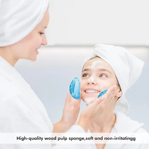 Vista 6 de Geiserailie 50 esponjas faciales comprimidas, maquillaje facial, esponjas cosméticas naturales de spa para mujeres, máscara exfoliante, eliminación
