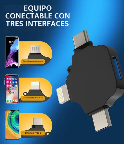 Vista 6 de Adaptador OTG USB a Lightning Micro USB tipo C (3 en 1) compatible con Samsung LG Apple iPhone15 14 13 12 Pro Max Plus iPad Air Mini cámara lector
