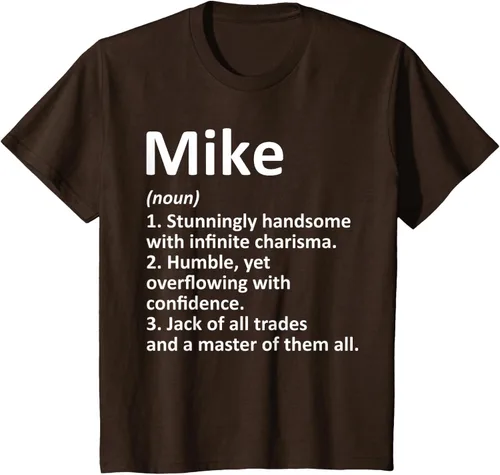 Vista 46 de MIKE Definition - Camiseta divertida para regalo de cumpleaños con nombre personalizado, Negro, S