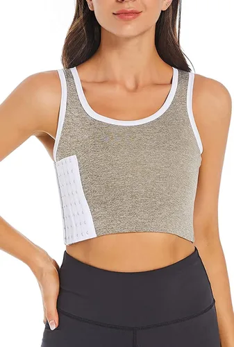 Vista 2 de ZWOT Trans Binder 6 Rows Clasp Chest Binder Tomboy FTM Binder Top Breast Binder Trans for Large Breasts Elastic Tank Top