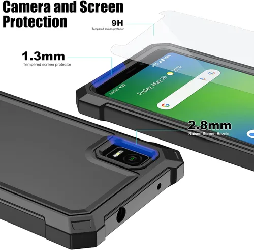Vista 6 de Ailiber Funda para AT&T Calypso 3 (U328AA), ATT Calypso 3 con protector de pantalla de vidrio templado, protección de estructura de doble capa, a