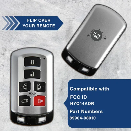 Vista 5 de KeylessOption Llavero de Repuesto para Entrada sin Llave para Toyota Sienna 2011 2012 2013 2014 2015 2016 2017 2018 2019 2020, Control Remoto de 6