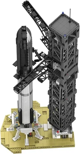 Vista 5 de Space Rocket - Juego de bloques de construcción de 1778 piezas con almohadilla de lanzamiento, modelo de cohete de exhibición coleccionable, regalo